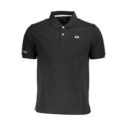 La Martina Black Cotton Polo Shirt
