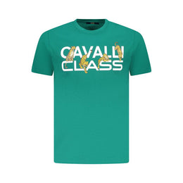 Cavalli Class Green Cotton Men T-Shirt