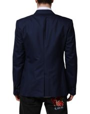 Dolce & Gabbana Blue Wool Single Breasted Suit Coat Blazer