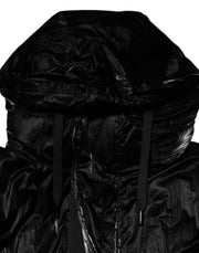 Dolce & Gabbana Black Logo Full Zip Hooded Quilted Jacket