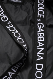 Dolce & Gabbana Black Logo Full Zip Hooded Quilted Jacket