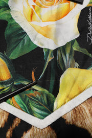 Dolce & Gabbana Black Silk Floral Crew Neck Pullover Sweater