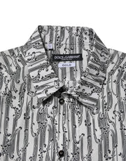 Dolce & Gabbana White Floral Print Casual Long Sleeves Shirt