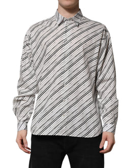 Dolce & Gabbana White Striped Long Sleeves Men Formal Shirt