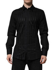 Dolce & Gabbana Black GOLD Long Sleeves Men Formal Dress Shirt
