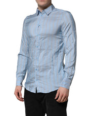 Dolce & Gabbana Blue Striped MARTINI Long Sleeves Dress Shirt