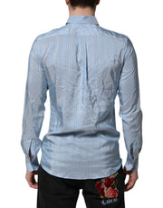 Dolce & Gabbana Blue Striped MARTINI Long Sleeves Dress Shirt