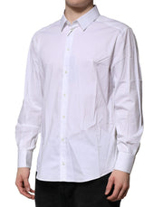 Dolce & Gabbana White Cotton GOLD Long Sleeves Dress Shirt