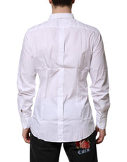 Dolce & Gabbana White Cotton GOLD Long Sleeves Dress Shirt