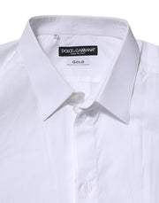Dolce & Gabbana White Cotton GOLD Long Sleeves Dress Shirt