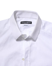 Dolce & Gabbana White Cotton GOLD Long Sleeve Men Dress Shirt