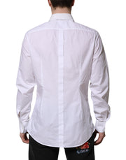 Dolce & Gabbana White Cotton GOLD Long Sleeves Dress Shirt