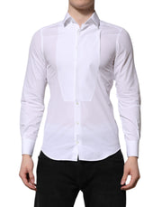 Dolce & Gabbana White Cotton GOLD Long Sleeves Men Dress Shirt