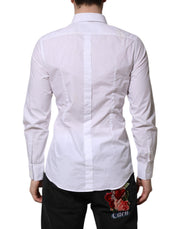 Dolce & Gabbana White Cotton GOLD Long Sleeves Dress Shirt