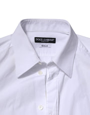 Dolce & Gabbana White Cotton GOLD Long Sleeves Dress Shirt