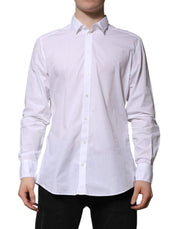 Dolce & Gabbana White Cotton Long Sleeves Dress Formal Shirt