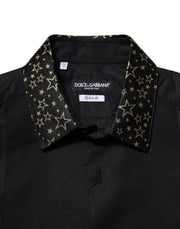 Dolce & Gabbana Black Cotton GOLD Long Sleeves Dress Shirt
