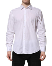 Dolce & Gabbana White Cotton STAFF Long Sleeves Formal Shirt