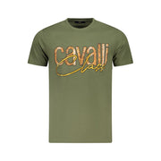 Cavalli Class Green Cotton Men T-Shirt