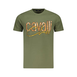 Cavalli Class Green Cotton Men T-Shirt
