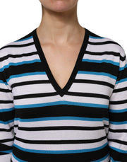 Dolce & Gabbana Multicolor Stripes Long Sleeves V-neck Top