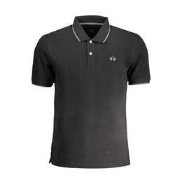 La Martina Black Cotton Polo Shirt