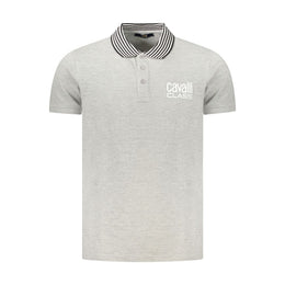 Cavalli Class Gray Cotton Polo Shirt