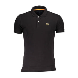 La Martina Black Cotton Polo Shirt