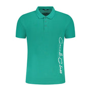 Cavalli Class Green Cotton Men Polo Shirt