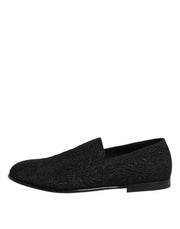 Dolce & Gabbana Black Jacquard Slip On Loafers Formal Shoes