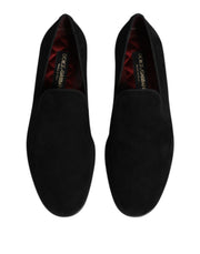 Dolce & Gabbana Black Suede Slip On Loafers Formal Shoes