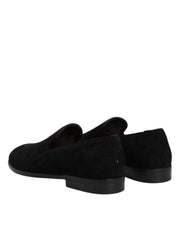 Dolce & Gabbana Black Suede Slip On Loafers Formal Shoes