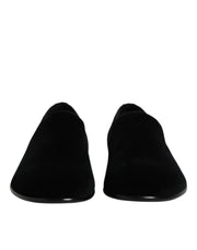 Dolce & Gabbana Black Velvet Slip On Loafers Formal Shoes