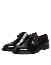 Dolce & Gabbana Black Leather Monk Strap Derby Formal Shoes