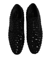 Dolce & Gabbana Black Suede Strass Derby Formal Shoes