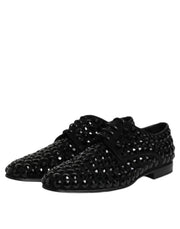 Dolce & Gabbana Black Suede Strass Derby Formal Shoes