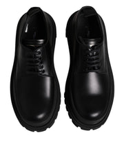 Dolce & Gabbana Black Leather Lace Up Derby Men Dress Shoes