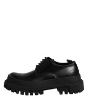 Dolce & Gabbana Black Leather Lace Up Derby Men Dress Shoes