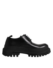 Dolce & Gabbana Black Leather Lace Up Derby Men Dress Shoes