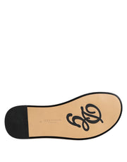 Dolce & Gabbana Black Monochrome Braided Raffia Slides Shoes