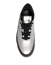 HIDE & JACK Metallic Silver Low Top Lace Up Sneakers Shoes