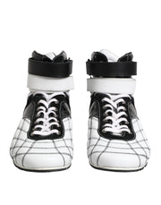 Dolce & Gabbana Black White Leather High Top Sneakers Shoes