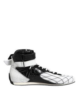 Dolce & Gabbana Black White Leather High Top Sneakers Shoes