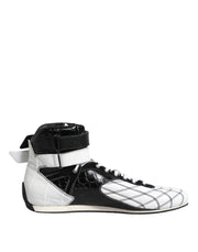 Dolce & Gabbana Black White Leather High Top Sneakers Shoes