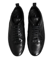 Dolce & Gabbana Black Exotic Leather Low Top Sneakers Shoes