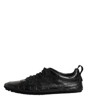 Dolce & Gabbana Black Exotic Leather Low Top Sneakers Shoes