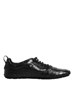Dolce & Gabbana Black Exotic Leather Low Top Sneakers Shoes