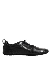 Dolce & Gabbana Black Exotic Leather Low Top Sneakers Shoes