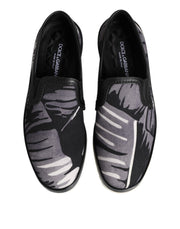 Dolce & Gabbana Black Tropical Slip On Men Sneakers Shoes