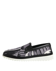 Dolce & Gabbana Black Tropical Slip On Men Sneakers Shoes